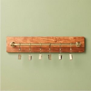 Brass and Wood Wall Rail with Clips - Hearth & Hand™ with Magnolia